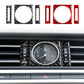 Mixed black and red carbon-fiber clock panel sticker set: round center and side strips, 3 pcs
