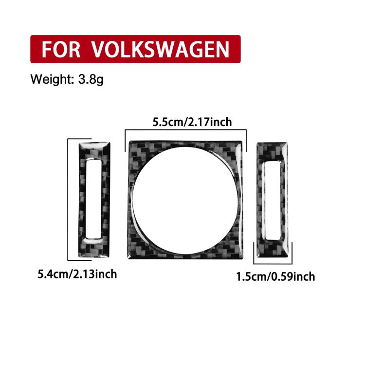 Clock panel sticker set: black carbon-fiber round center with side strips, 3 pcs