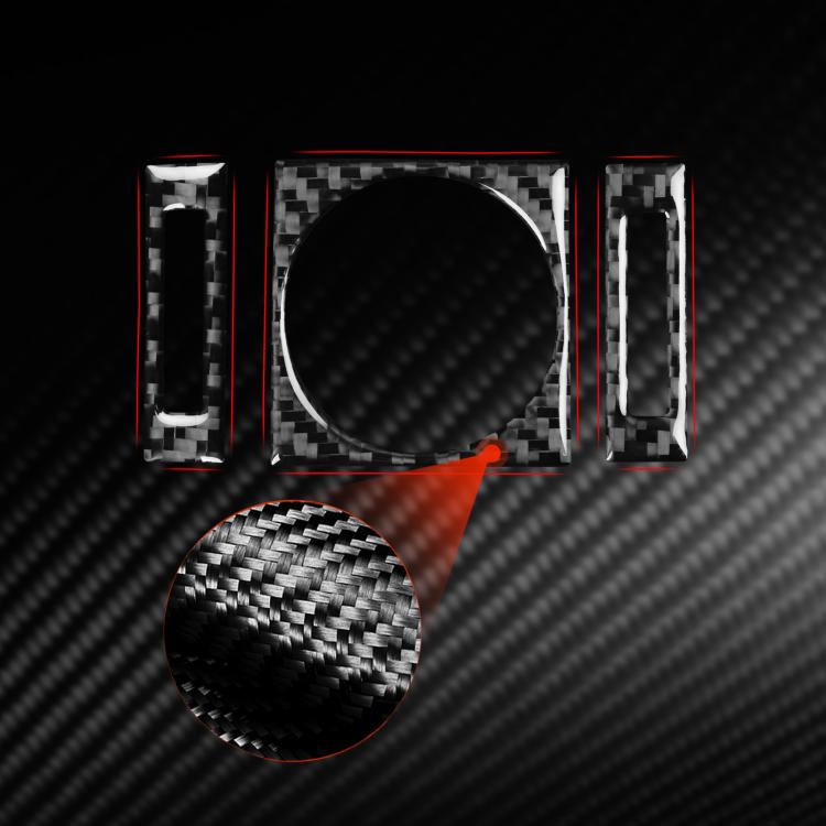 Red carbon-fiber clock panel sticker set with black round center and side strips, 3 pcs