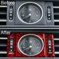 Red carbon-fiber clock panel sticker set with round ring and side vent strips, 3 pcs