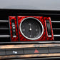 Red carbon-fiber clock panel sticker set with round ring and side vent strips, 3 pcs