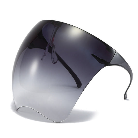 Gradient gray face shield goggles with anti-fog visor and side arms