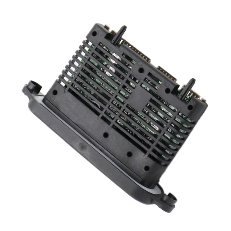 LED headlight driver module with black housing and green circuit board