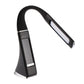 Black LED desk lamp with curved gooseneck and long rectangular light panel