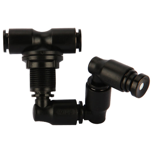 Black plastic terrarium spray nozzle with rotating elbow outlet port