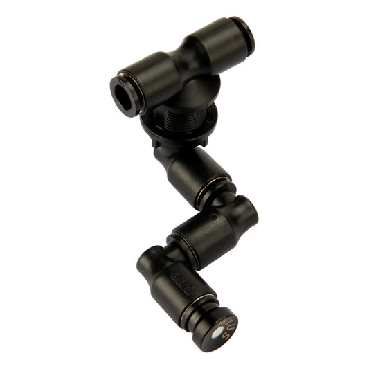 Black plastic terrarium spray nozzle with connected multi-joint fittings