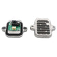 LED driver module shown front and back with metal housing and visible connector terminals