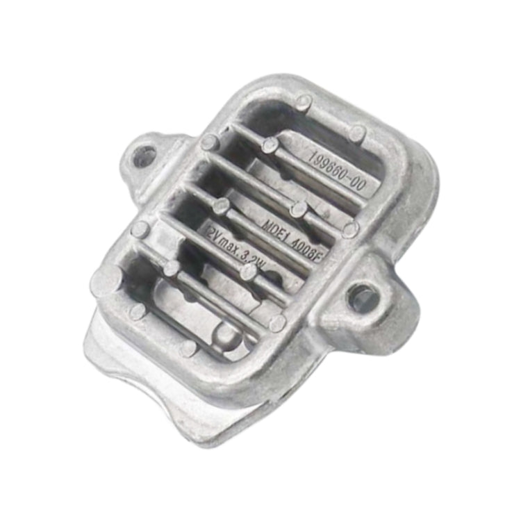 LED driver module rear view with metal casing and multi-pin terminal layout