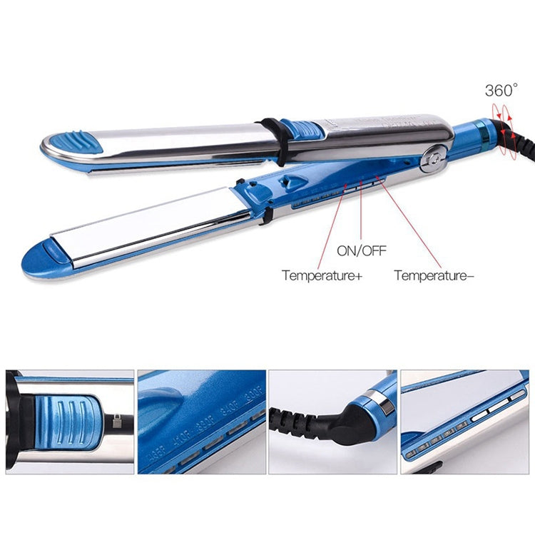 2-in-1 hair straightener and curler with LED temperature controls and 360° swivel cord