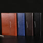 Assorted imitation leather PU A5 tri-fold notepad covers with metal pen loops
