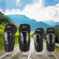 Off-road knee and elbow protective pads set of four, black carbon-fiber style shells