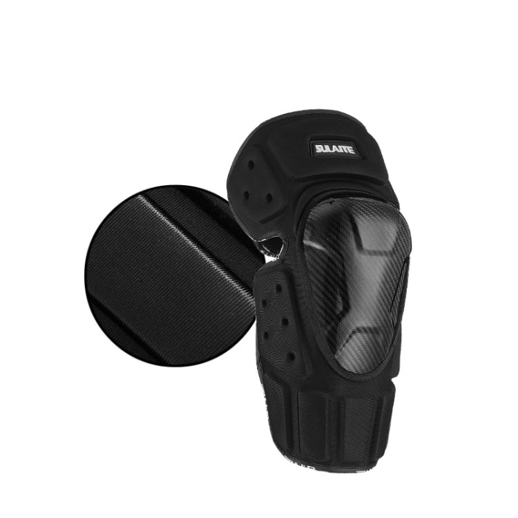 Elbow protective pad, black carbon-fiber style shell with curved padded backing