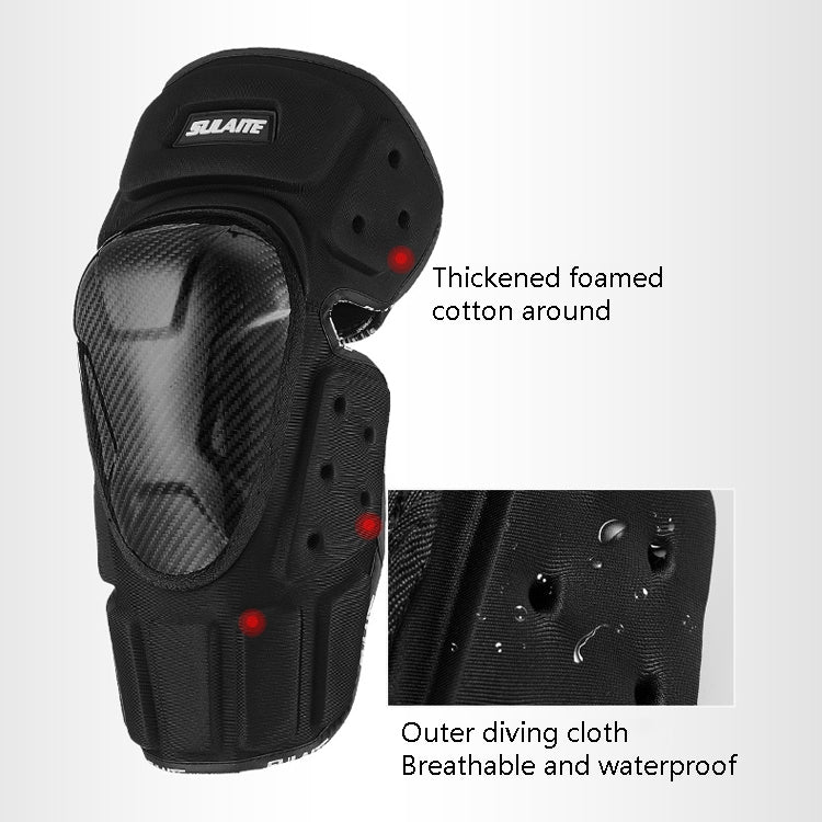 Elbow protective pad close-up, black carbon-fiber style shell with cushioned edges