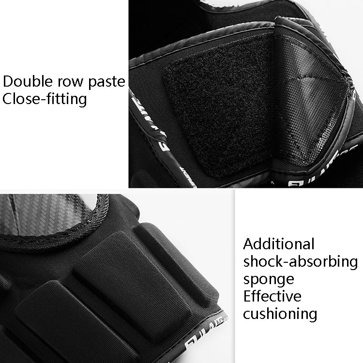 Protective pad underside with shock-absorbing cushioning and carbon-fiber style shell