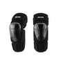 Elbow protective pads, black carbon-fiber style shells with padded backing and straps