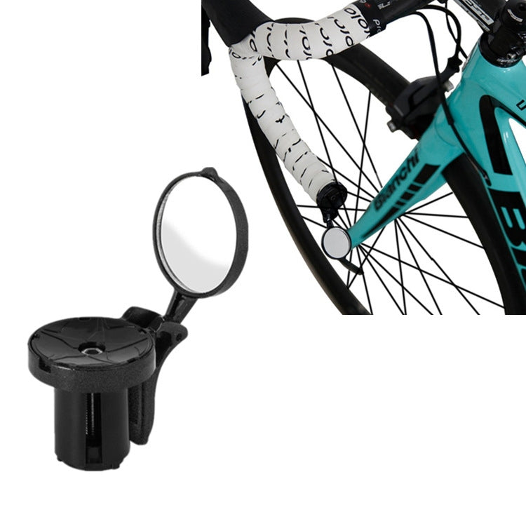 Black bicycle handlebar plug reflector with round rearview mirror
