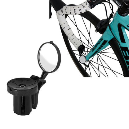Black bicycle handlebar plug reflector with round rearview mirror