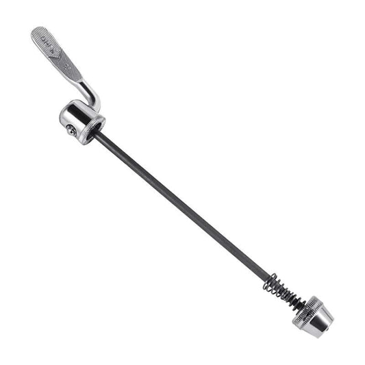 Bicycle quick release lever with black shaft and silver threaded end