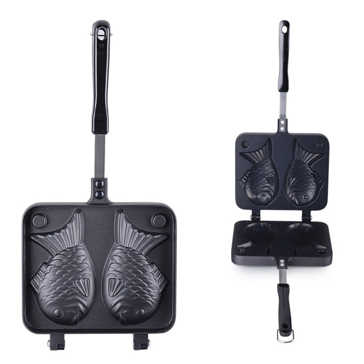 Fish-shaped waffle maker with two fish imprinted plates and two handles