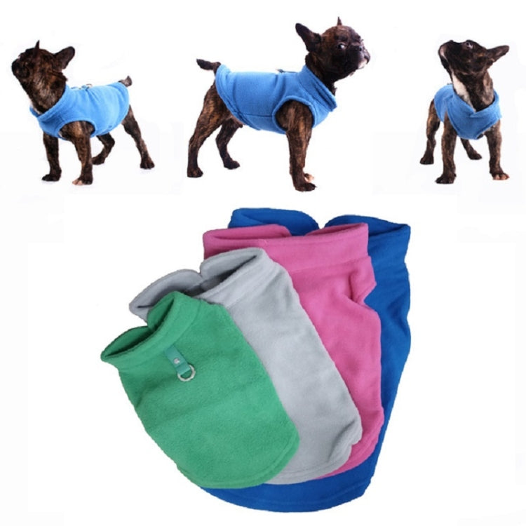 Dog fleece coat bundle in blue, green, gray, and pink with front D-ring clasp