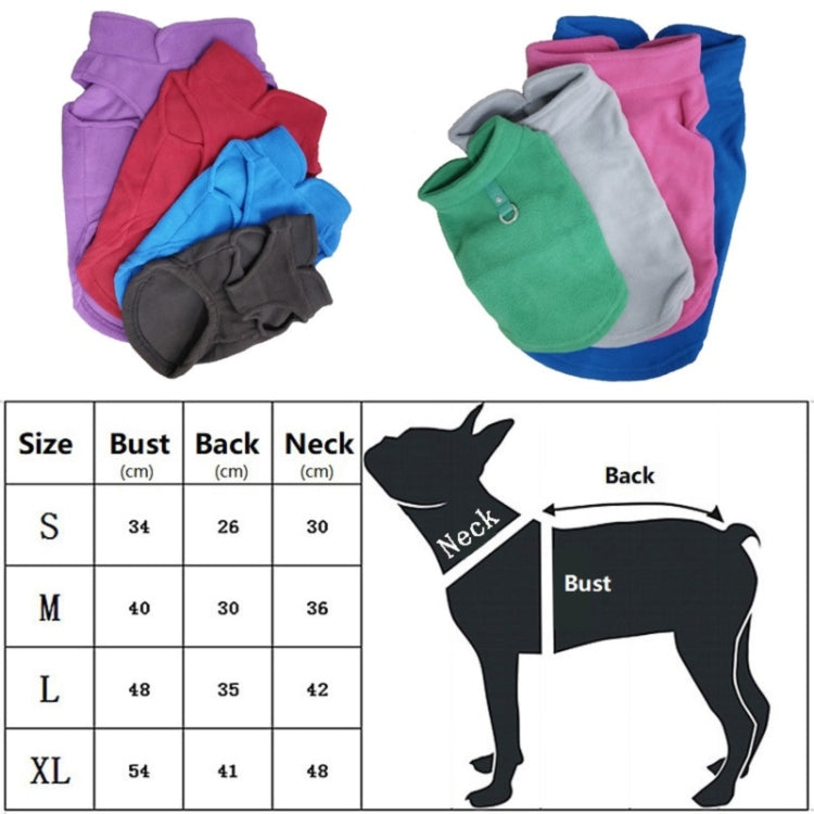Dog fleece coats in purple, red, blue, pink, gray, and green with hood and D-ring