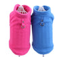 Pink and blue fleece dog coats with hood and metal D-ring front clasp