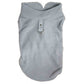 Light gray fleece dog coat with high neck and D-ring leash opening