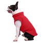 Red dog polar flannel coat with arm openings, French Bulldog side profile