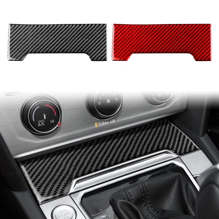 Volkswagen gear shift panel trim sticker options: black and red carbon-fiber cutouts