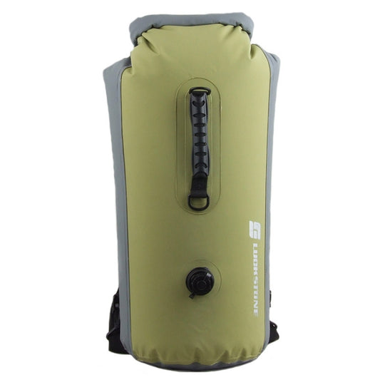 Bean green inflatable waterproof backpack bag with roll-top seal and shoulder carry straps
