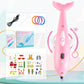 Pink dolphin-shaped 3D printing pen standing upright with control lights