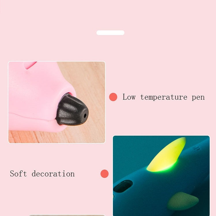 Pink dolphin-shaped 3D printing pen with black nozzle tip and soft decorations
