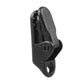 Black tarp clip clamp with pivot latch and mounting hole