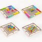 Wooden bead boards with colorful bead clusters on the peg holes
