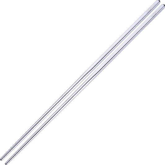 Long stainless steel extended chopsticks with ridged non-slip grip