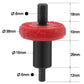 Red disk and black shaft starter adapter with size indicators