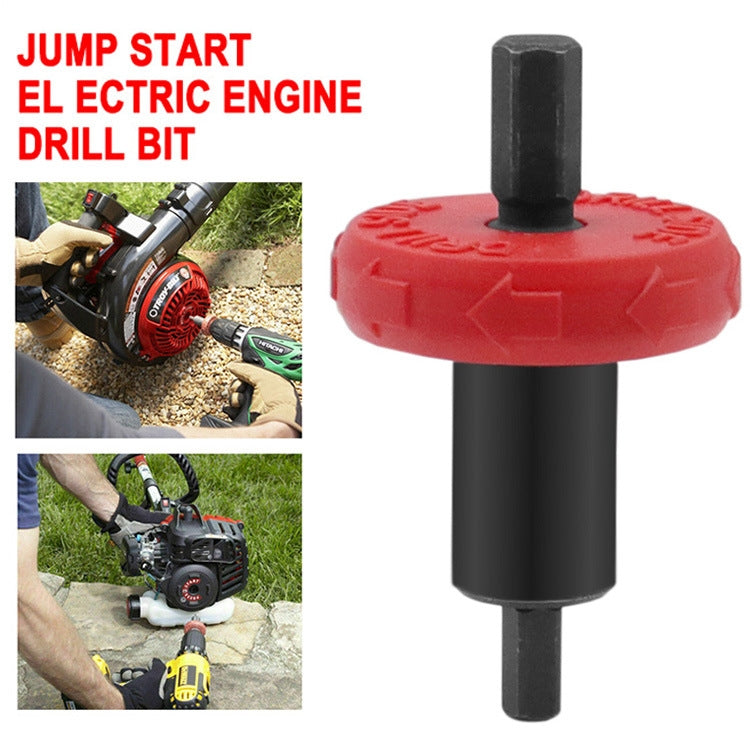 Red mower starter adapter with black shaft, shown upright