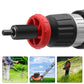 Black-and-red mower starter adapter with gray sleeve and front pin