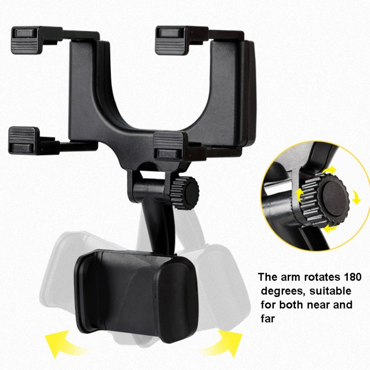 Black rearview mirror phone bracket with rotary knob for angle adjustment