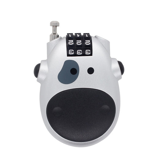 Silver cow-shaped combination bike lock with 3-digit keypad and keyhole