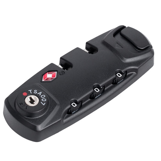 Black TSA customs code lock with combination dial and TSA certification mark on top