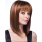 Women’s medium-length straight wig in brown with blunt bangs