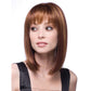 Women’s medium-length straight wig in brown with full bangs