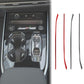Gear shift side trim sticker set with red and black curved carbon-fiber look strips