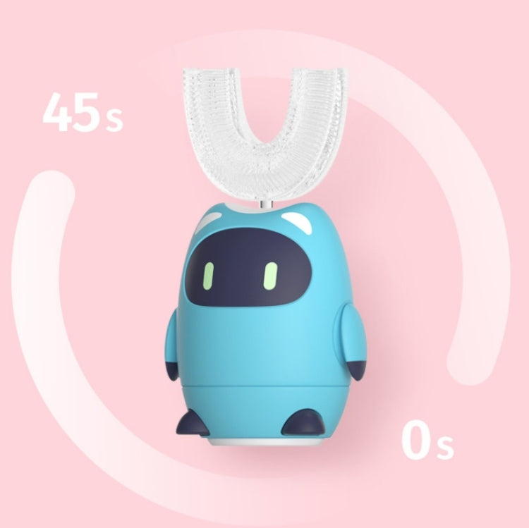 Children's U-shaped electric toothbrush, blue body with white bristle head