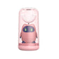 Pink automatic electric toothbrush with U-shaped bristle head in base