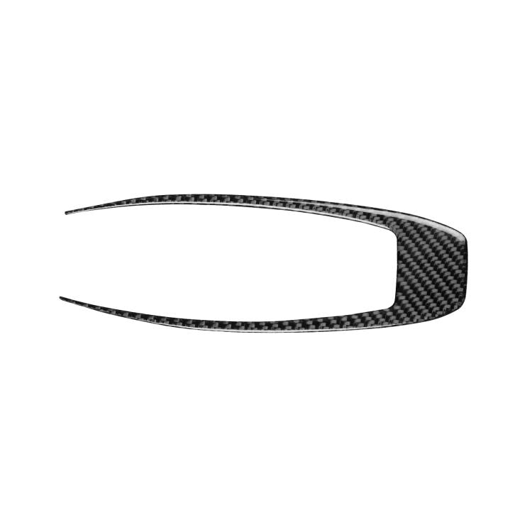 Black carbon-fiber gear shift panel trim sticker with curved surround
