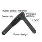 Black wrist brace with thumb cover, reinforced felt pad area for support.
