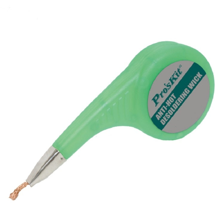 Green anti-hot desoldering wick suction wire tool with metal tip