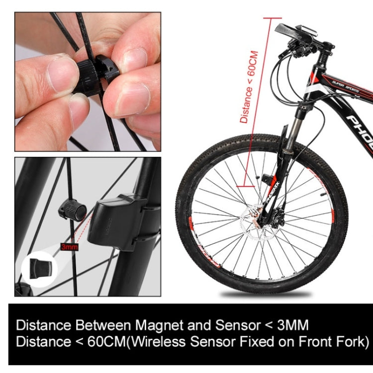 Waterproof bike speedometer with large screen mounted on front fork, cable sensor